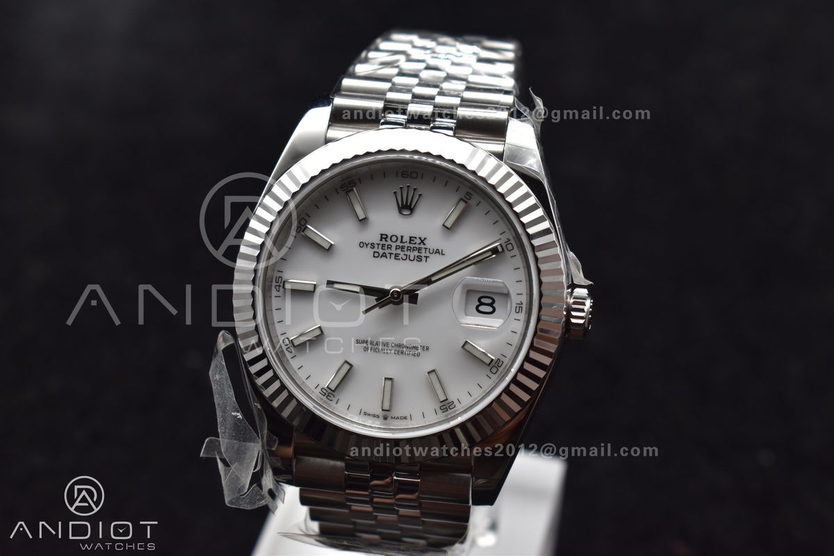 Datejust 41 SS 904L Steel WF 1:1 Best Edition White Stick Dial on SS Jubilee Bracelet A3235